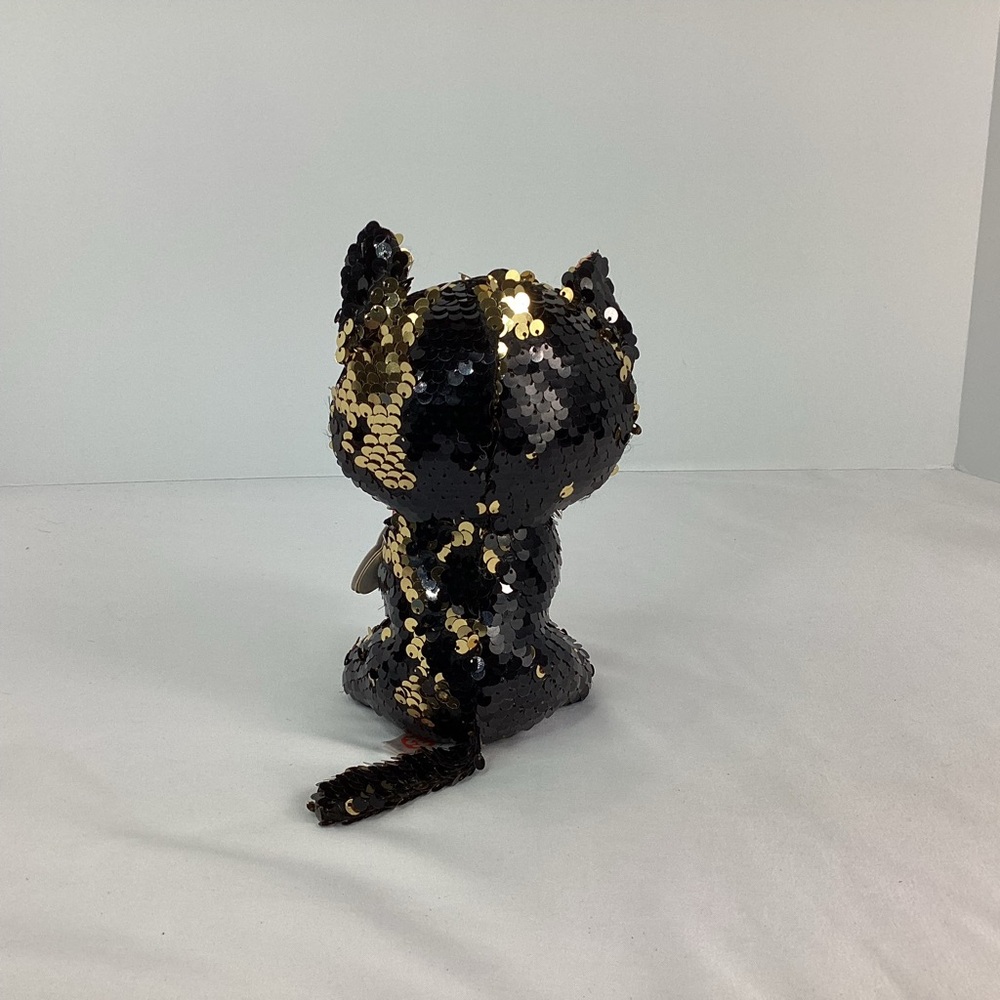 Ty Flippables Plush Jinx Black Cat Pumpkin 6” Halloween Sequins Stuffed Animal - Picture 3 of 11